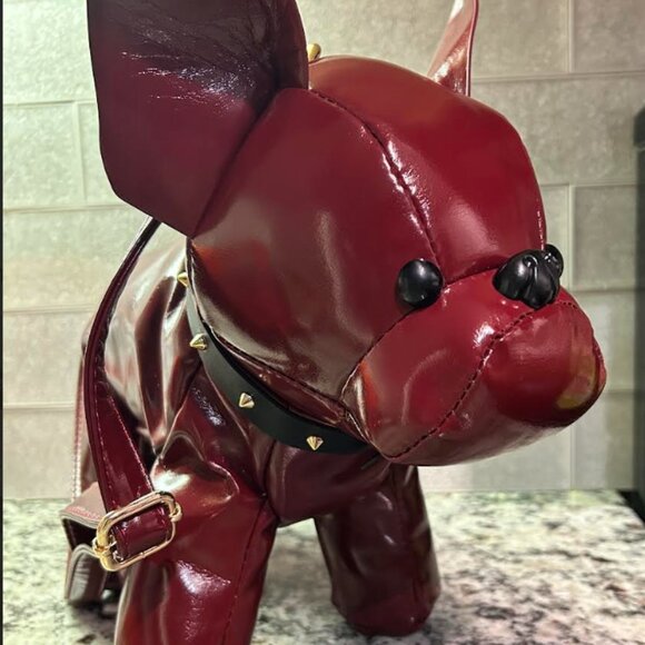 Unbranded Handbags - Novelty French Bulldog Crossbody Bag – Burgundy | Chic & Playful Design
